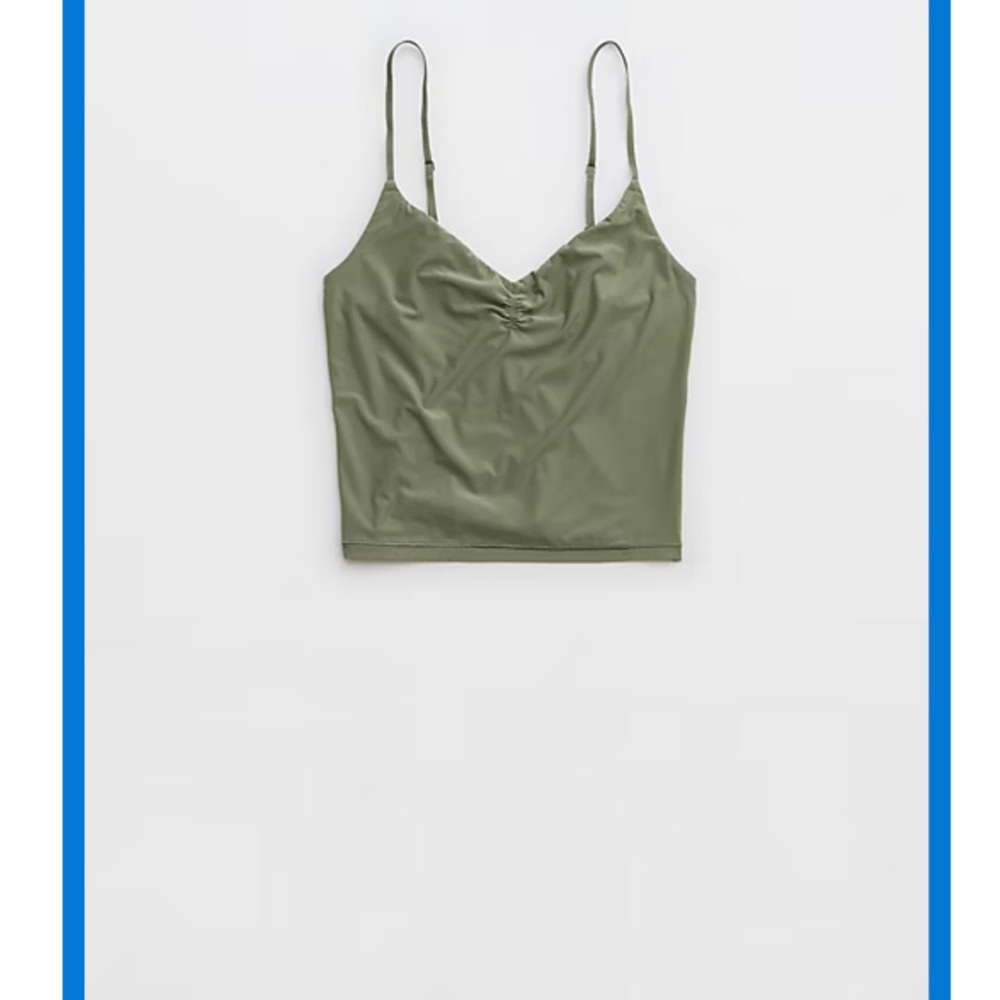 Aerie Green Ruched Crop Camisole